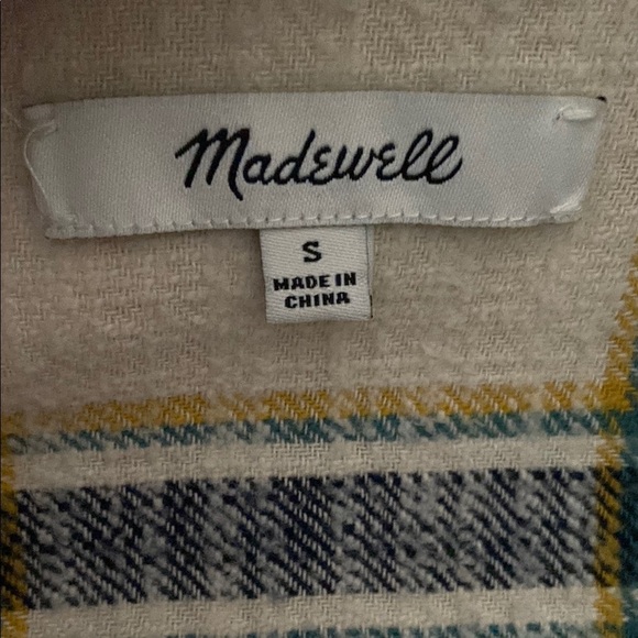 Madewell Women’s Cream Plaid 100% Cotton Long Sleeve Button Down Shirt Small - Picture 4 of 5
